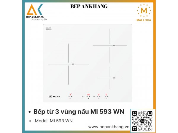 Bếp từ 3 vùng nấu Malloca MI 593WN - Made in Spain 